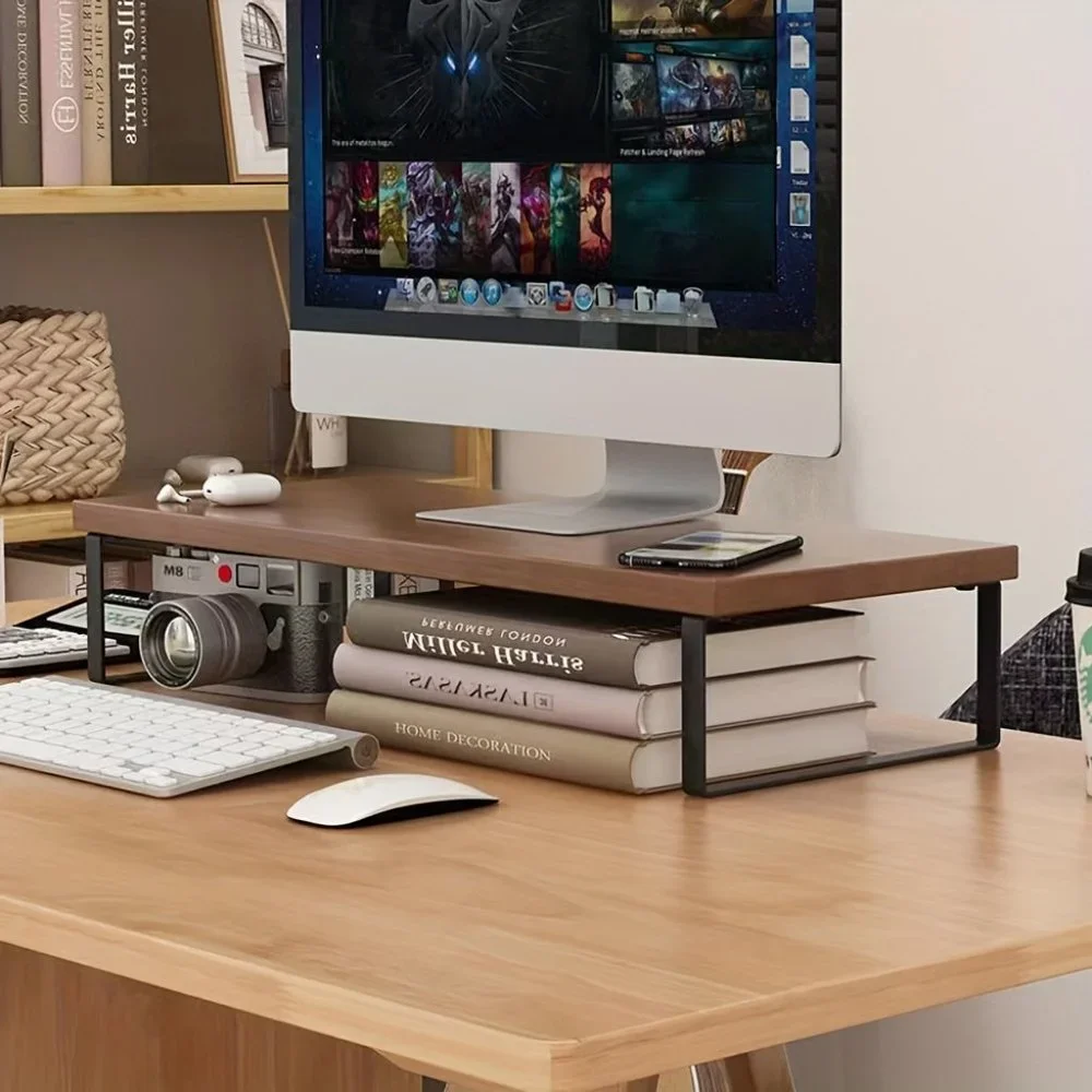 Wooden Office Computer Desktop Stand _ Shop Now_yyt